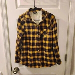 Korus Apparel Sherpa Lined Yellow Plaid Long Sleeve Button Up Shirt Size S #28